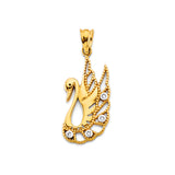 14KY CZ Swan Pendant (PT3084)