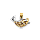 14K 2T CZ Koi Fish Pendant (PT3088)