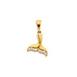 14KY CZ Dolphin Tail Pendant (PT3090)