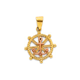 14K 2C Wheel & Anchor Pendant (PT3092)