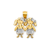 14K 2T Girl-Girl Pendant (PT3192)