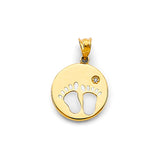 14KY CZ Round Footprints Pendant (PT3196)