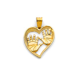 14KY Heart Hand Prints Pendant (PT3197)