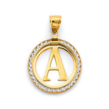 14KY CZ Round Initial Pendant (PT3242)