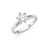 Gold Classic Polished CZ Engagement Ring