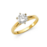 Gold Classic Polished CZ Engagement Ring