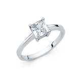 Gold Classic One Square CZ Engagement Ring