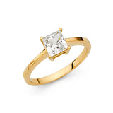 Gold Classic One Square CZ Engagement Ring