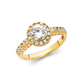 Gold Half Band Covered CZ Engagement Ring