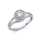 Gold Joining Loop CZ Engagement Ring