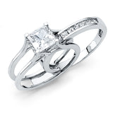 Gold Two Finger Squared CZ Engagement Riing