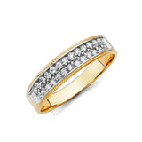 Unisex Gold Classy CZ Wedding Band Trio Set + Engagement Ring