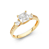 Gold Triple Sparkle CZ Engagement Ring