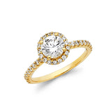 Gold 3D Circular CZ Engagement Ring