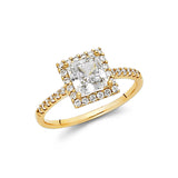 Gold Thin Square Border CZ Engagement Ring