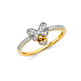 14K 2T CZ Butterfly Herat Ring (RG869)