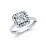 Gold CZ Boardered Square Engagement Ring