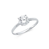 Gold Square Detail Shiny Classic CZ Engagement Ring