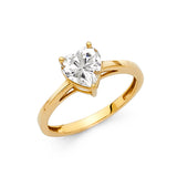 Gold Classic Heart CZ Engagement Ring