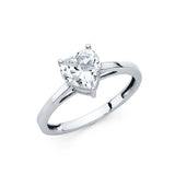 Gold Classic Heart CZ Engagement Ring