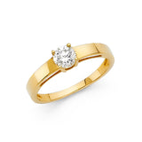 Gold Squared Band Classic Engagement Ring