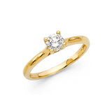 Gold Small Shiny Classic CZ Engagement Ring