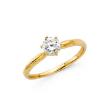 Gold Thin Shiny Classic CZ Engagement Ring