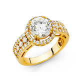 Gold CZ Covered Thick Band Engagement Ring