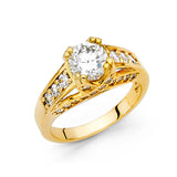 Gold Cross Overlapping CZ Engagement Ring