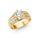 Gold 3 Layered CZ Engagement Ring