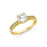 Gold Small Intewined Band CZ Engagement Ring