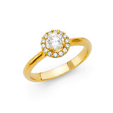 Gold Small Flower Essence CZ Engagement Ring