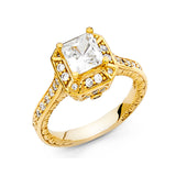 Gold Cubed CZ Engagement Ring