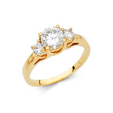 Gold Triple Bliss CZ Engagement Ring