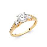 Gold Three Curved CZ Engagement Ring