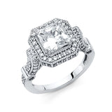 Gold Bold Deatiled CZ Engagement Ring