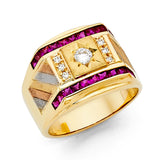 14KY CZ Men's Ring with Ruby (RG1432)