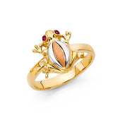 14K 3C CZ Fancy Frog Ring (RG1699)