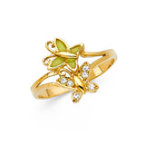 14KY CZ Glow in Dark Butterfly Ring (RG1719)