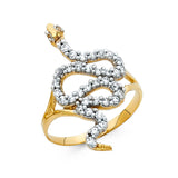 14K 2T CZ Fancy Snake Ring (RG2096)