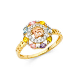 14K 2T CZ 15 Years Ring (RG2140)