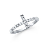 14KW Side Way CZ Cross Ring (RG2182)