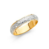 Unisex Gold and White Gold Slim Groove Textured Band