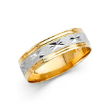 Unisex Gold and White Gold X Detail Polished Band