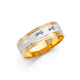 Unisex Gold and White Gold X Detail Polished Band