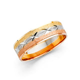 Unisex Lined Tri Colored X Detail Band