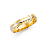 Unisex Gold and White Gold Slim Groove Band