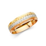 Unisex Tri-Color Overlapping Circle CZ Wedding Band