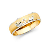 Unisex Gold and White Gold Sprouting CZ Wedding Band + Engagement Ring