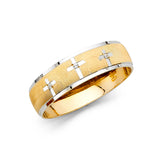 Unisex Gold and White Gold Wings and Cross CZ Wedding Band + Engagement Ring